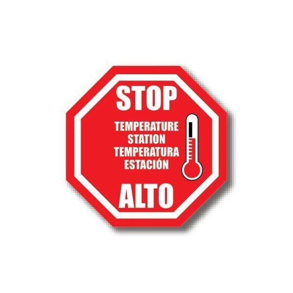 Ergomat 16in OCTAGON SIGNS Stop Temperature Station - Bilingual English/Spanish DSV-SIGN 256 #4198 -UEN - main